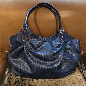 Large blue handbag